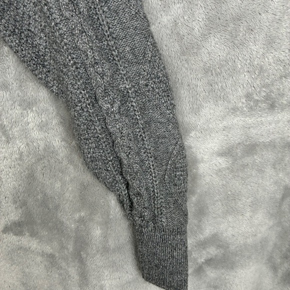 Madewell Cardigan S Cable Knit Cropped Wool Blend Gray Silver Fisherman Preppy - Picture 12 of 16